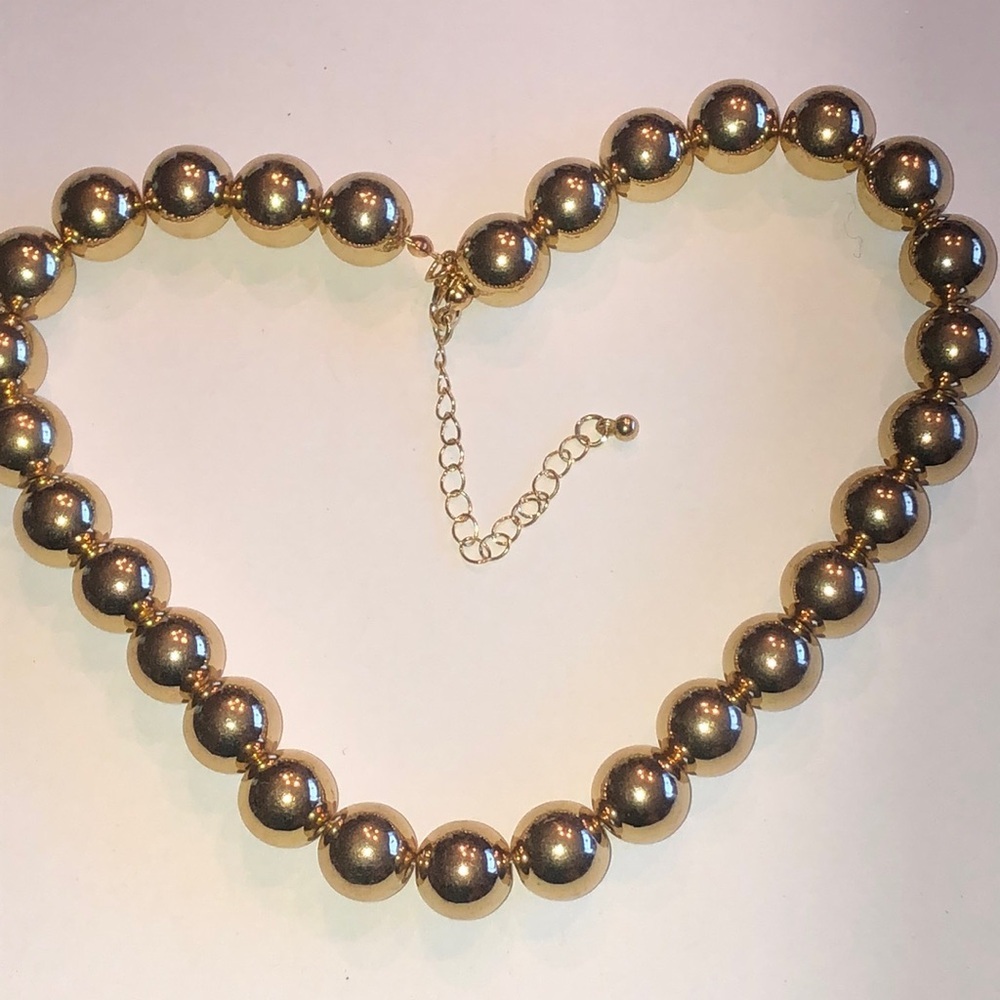 Elegant Gold Tone Chunky Retro Boho Beaded Necklace - Picture 2 of 5